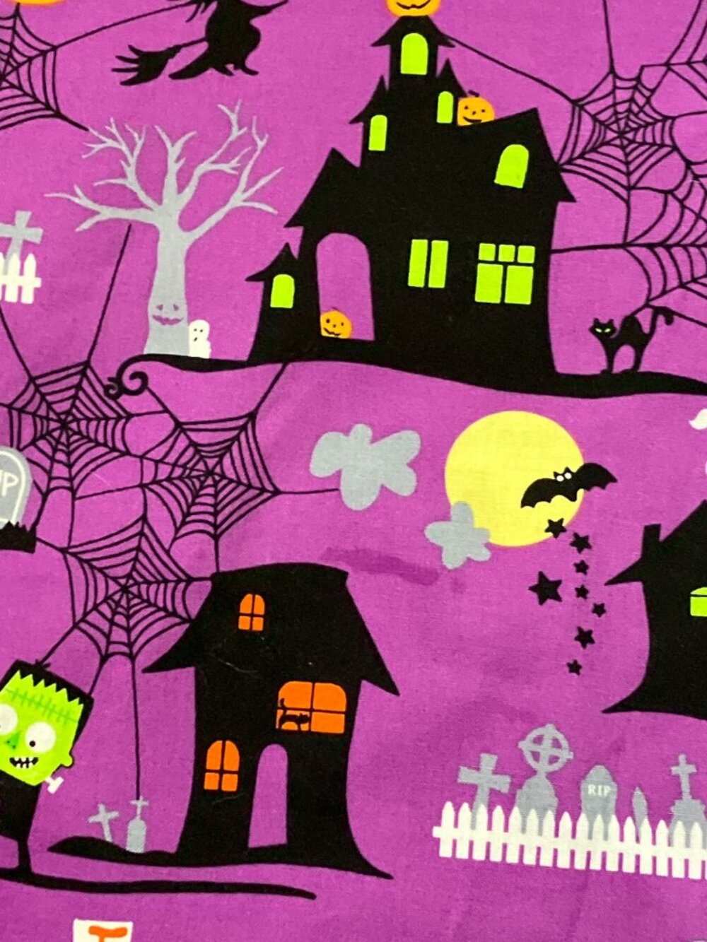 Halloween ScrubStar Scrub Top - Spooky Purple Print XL